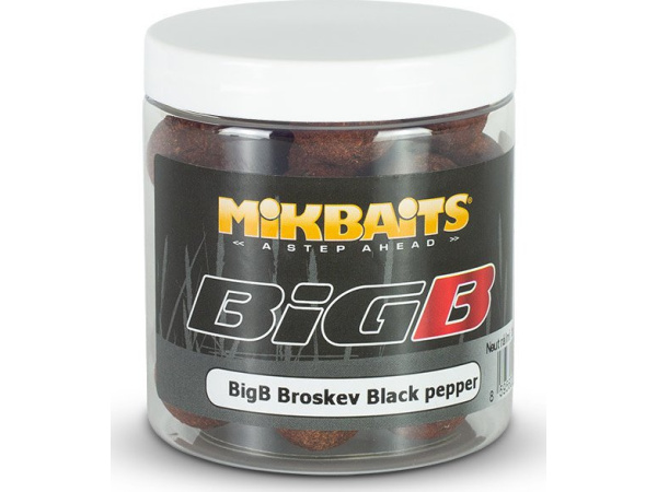 Mikbaits - Balance boilie BigB Broskev Black Pepper 20mm 250ml - VÝPRODEJ