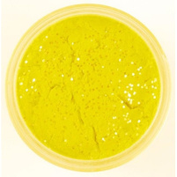 Berkley - Pstruhové těsto PowerBait Natural Scent glitter 50g, Sunshine yellow, Liver