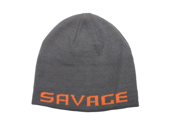 SAVAGE GEAR - Čepice logo beanie rock grey/orange