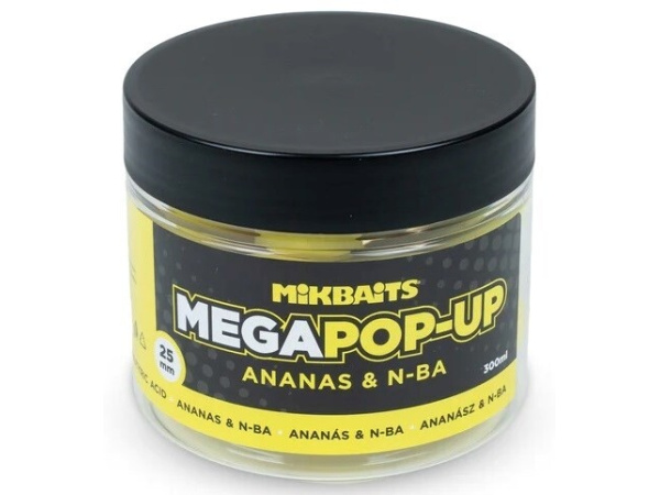 Mikbaits - Plovoucí Fluo boilie Mega 300ml, 25mm - Ananas N-BA