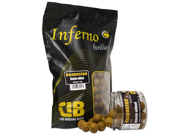 Carp Inferno - Boilies Rozpustné Nutra Line 1kg 20mm Banán/Oliheň