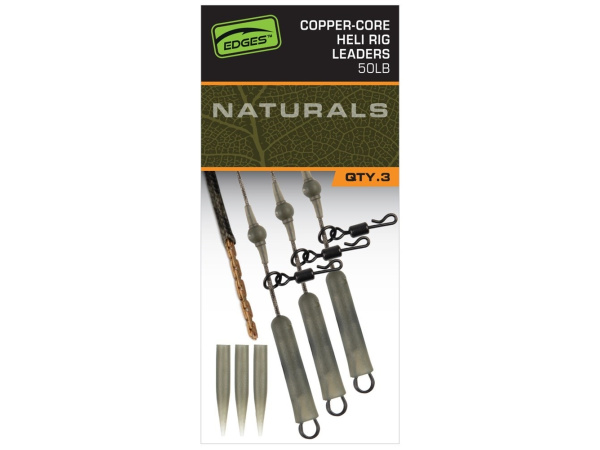 FOX - Montáž Naturals Copper Core Power Grip Lead Clip Leaders, 75cm, 3ks, 50lb