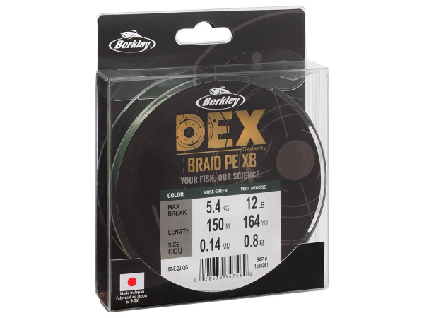 Berkley - Šňůra DEX x8 PE Moss Green - 0,06mm / 5,4kg / 150m - VÝPRODEJ