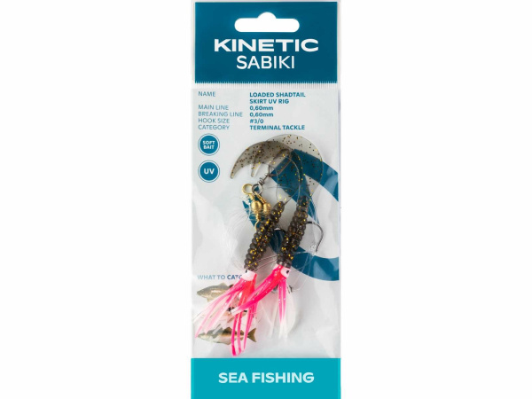 Kinetic - Návazec Sabiki Shadtail Skirt UV rig 130cm 0,60mm vel.3/0