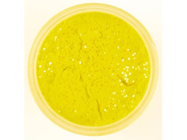 Berkley - Pstruhové těsto PowerBait Natural Scent glitter 50g, Sunshine yellow, Liver