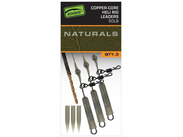 FOX - Montáž Naturals Copper Core Heli Rig Leaders, 75cm, 3ks, 50lb