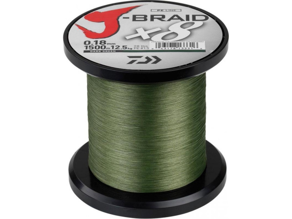 DAIWA - Šňůra J-Braid X8 Dark green  0,51mm, 56kg 384m - VÝPRODEJ