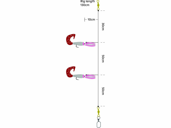 Kinetic - Návazec Sabiki Shadtail Skirt UV rig 130cm 0,60mm vel.3/0