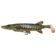 SAVAGE GEAR - Nástraha 4D Pike shad s trojháčkem 20cm 65g Stripped Pike