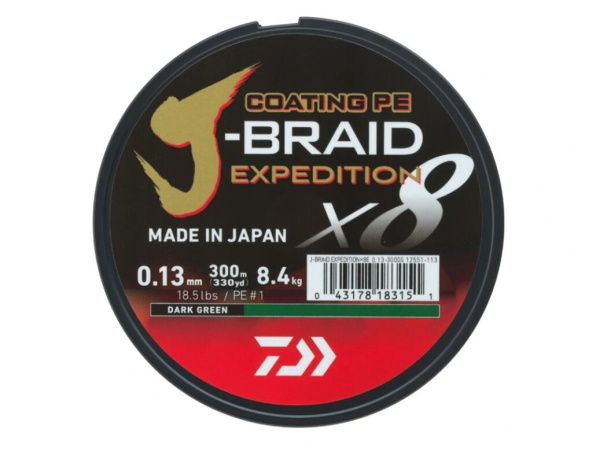 DAIWA - Šňůra J-Braid Expedition X8 Dark Green - 150m