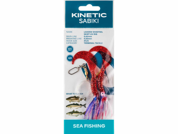 Kinetic - Návazec Sabiki Shadtail Skirt UV rig 130cm 0,60mm vel.3/0