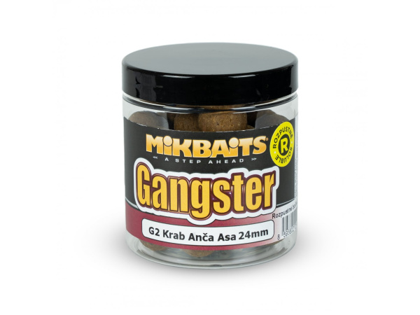 Mikbaits - Rozpustné Boilie Gangster 250ml, 24mm - G2 Krab Ančovička Asa